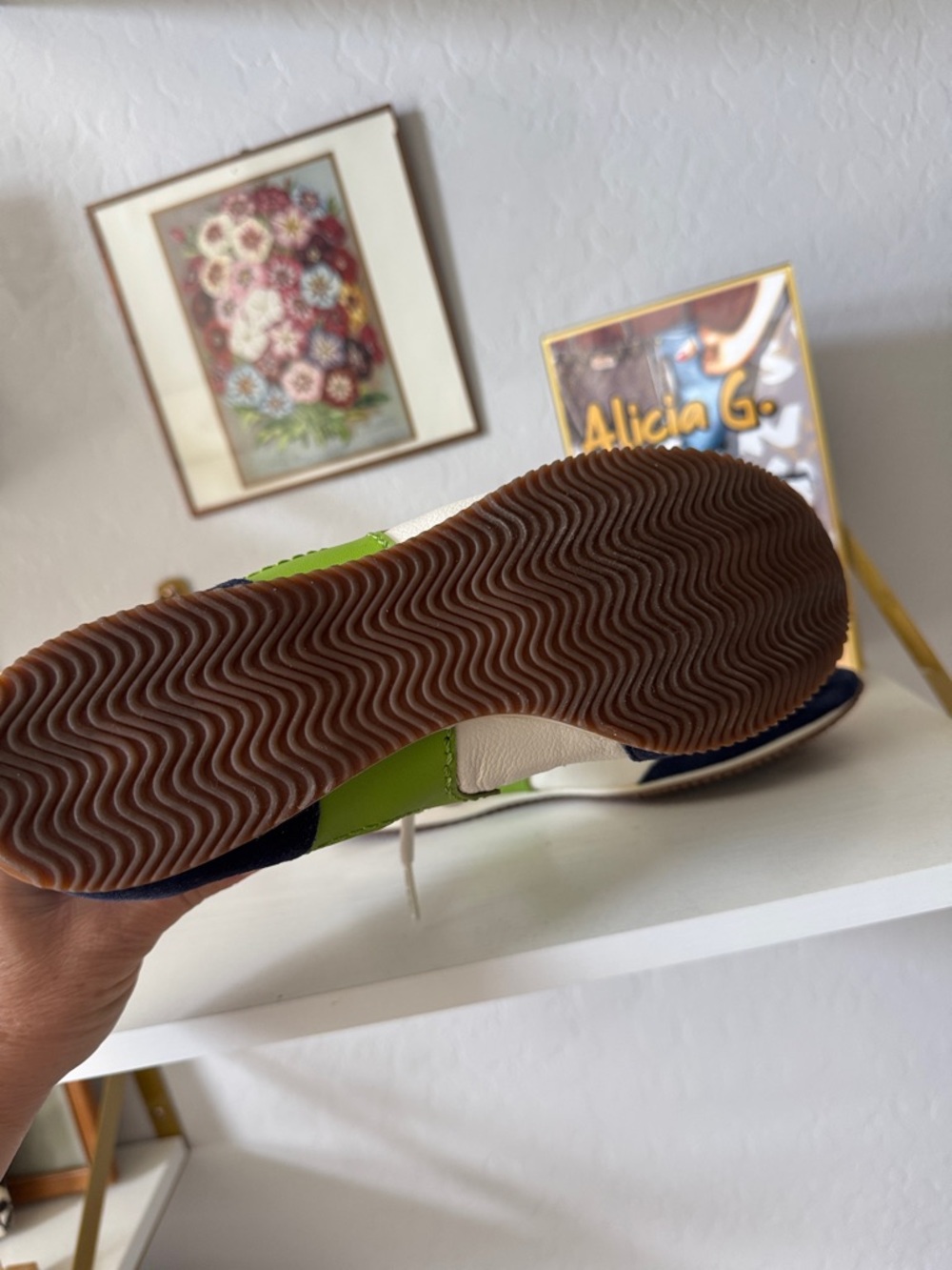 Tory Burch Bi-color green blue Leather Sneaker 8 NWOT - Picture 8 of 11